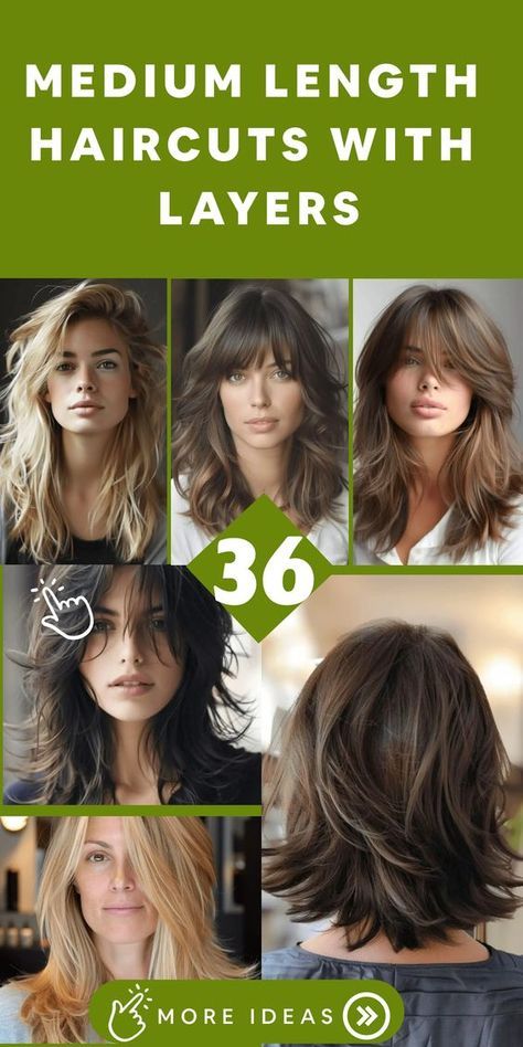 Discover the elegance and versatility of medium length haircuts with layers that elevate your style with a touch of contemporary flair. Embrace the textured and multidimensional charm of medium length hairstyles, exuding a chic and trendy aesthetic. Medium Length Haircut With Layers Bangs, Medium Length Haircuts With Layers, Haircuts With Layers, Medium Length Haircuts, Hair Today Gone Tomorrow, Layered Curls, Thick Hair Cuts, Medium Length Hairstyles, Hair Mistakes