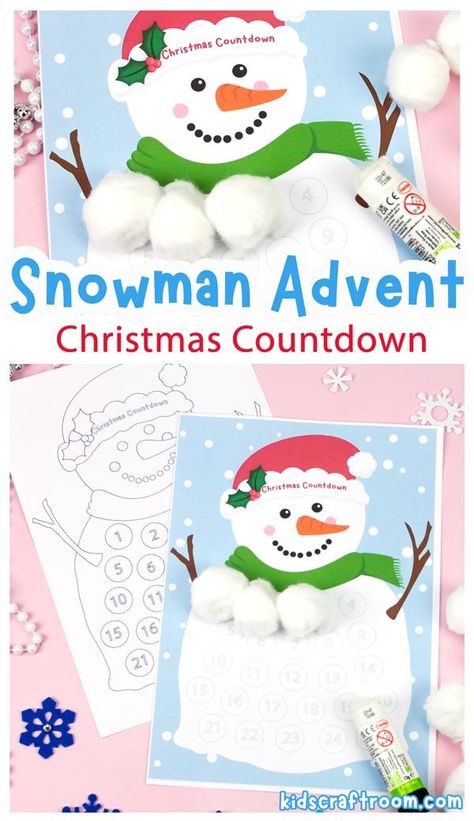 Kids will love this adorable Snowman Advent Calendar. Countdown to Christmas by gluing a cotton ball on to his tummy everyday! Snowman Advent Calendar, Countdown Calendar For Kids, Christmas Countdown Crafts, Summer Preschool Crafts, Spring Crafts Preschool, Easy Preschool Crafts, Winter Crafts Preschool, Calendar For Kids, Preschool Crafts Fall