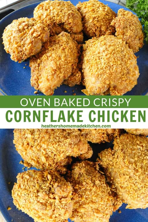 Oven Fried Chicken Corn Flakes, Chicken Legs In Air Fryer, Corn Flake Chicken, Chicken Thighs Crockpot, Chicken Thighs Instant Pot, Oven Fried Chicken Thighs, American Meals, Recipes Chicken Thighs, Chicken Thighs In Oven