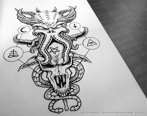 Cthulhu Tattoo Traditional, Inner Demon Tattoo, Cthulhu Tattoo, Inner Demon, Cthulhu Art, Mystical Tattoos, Occult Tattoo, Rune Tattoo, Tattoo Pictures