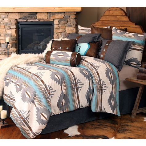 Customer Image Zoomed Chenille Bedding, Southwestern Bedding, Western Bedding Sets, Western Bedroom Decor, Western Rooms, Western Bedding, Western Bedroom, Sala Grande, Turquoise Accents