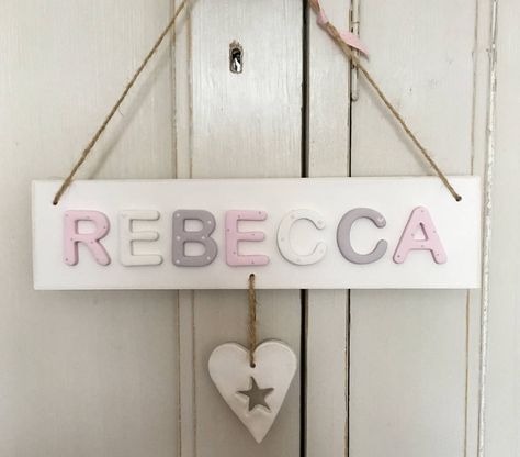 Ceramic Letters, Kids Door Signs, Kids Door, Kids Room Sign, Personalized Plaques, Door Plaque, Rustic Background, Hanging Door, Name Plaque