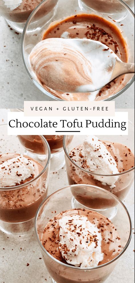 Just Simple Ingredients You Most Likely Already Have In The Pantry. This Homemade, No Cook, Creamy And Chocolatey Tofu Pudding Couldn’t Be Easier To Make Or More Delicious! Serve This Vegan Tofu Chocolate Pudding On Its Own, With Berries Or Vegan Whipped Cream. Vegan Trifle Recipe, Vegan Trifle, Tofu Smoothie, Tofu Dessert, Dairy Free Whipped Cream, Tofu Pudding, Vegan Pudding, Chocolate Pudding Recipes, Vegan Whipped Cream