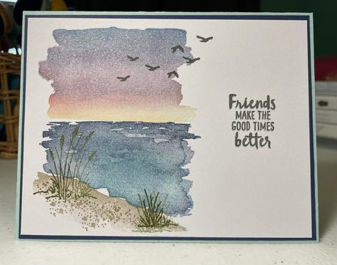 Su Oceanfront Cards, Friendship Watercolor Cards, Masculine Watercolor Cards, Ocean Front Stampin Up Cards, Oceanfront Stampin Up Cards, Stampin Up Oceanfront Cards, Watercolor Cards For Men, Watercolor Sympathy Cards Handmade, Watercolor Birthday Cards