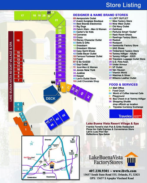 Lake Buena Vista Factory Store's Map