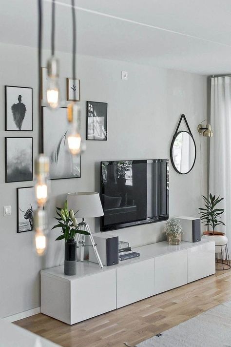 Scandinavian Design Living Room, Living Room Scandinavian, Scandinavian Living, Room Decorating, White Furniture, Chandelier In Living Room, Apartment Living Room, Minimalist Living Room, Small Living Rooms