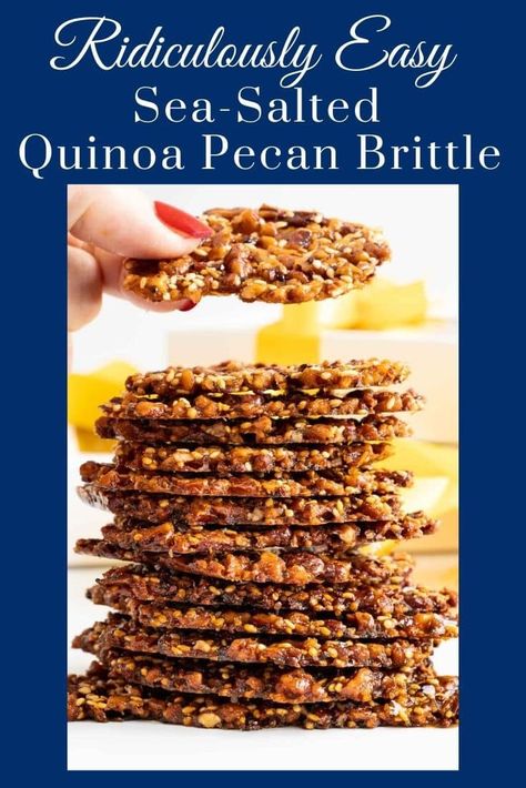 Ridiculously Easy Sea-Salted Quinoa Pecan Brittle Cafe Sucre Farine Recipes, Quinoa Brittle, Quinoa Crispies, Pecan Brittle, Ice Cream Yogurt, Impressive Recipes, Quinoa Recipes, Amaranth, Healthy Sweets