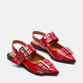 Steve Madden Graya Slingback Flat Red Shoes Women, Red Flats Outfit, Buckle Ballet Flats, Buckle Flats, Steve Madden Flats, Shoes Steve Madden, Red Flats, Buckled Flats, Pointed Flats