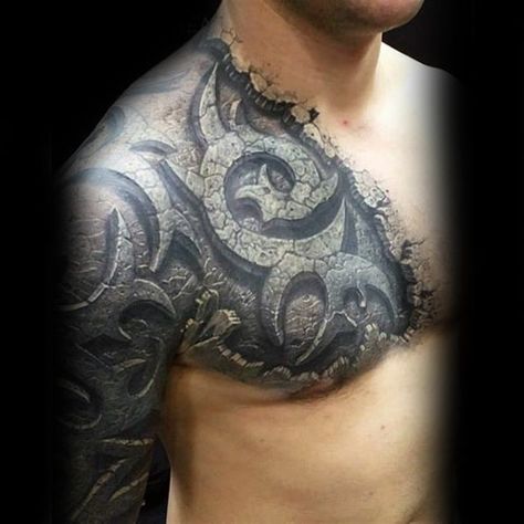 Tattoo 3d Effect, Tato 3d, Stammestattoo Designs, Tattoo 3d, Men Masculine, Armor Tattoo, Masculine Design, 3d Tattoo, Best Sleeve Tattoos