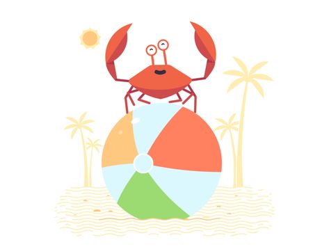 Crab Animation, Summer Animation, Accident Insurance, Motion Designer, Hermit Crab, Game Concept, 2d Animation, Summer Sun, Animated Gifs