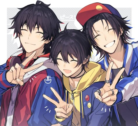 Buster Bros, Paradox Live, Hypnosis Microphone, Family Drawing, Cute Fantasy Creatures, Hypnosis Mic, Anime Family, Rhythm Games, Rap Battle