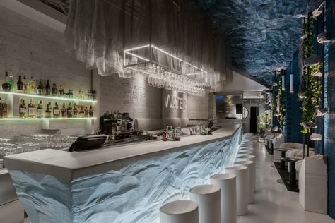 » WATER Moscow Rooftop Restaurant Design, Ceiling Design Bedroom, التصميم الخارجي للمنزل, Public Places, Cafe Interior Design, Hospitality Design, Bar Lounge, Restaurant Interior, Cafe Interior