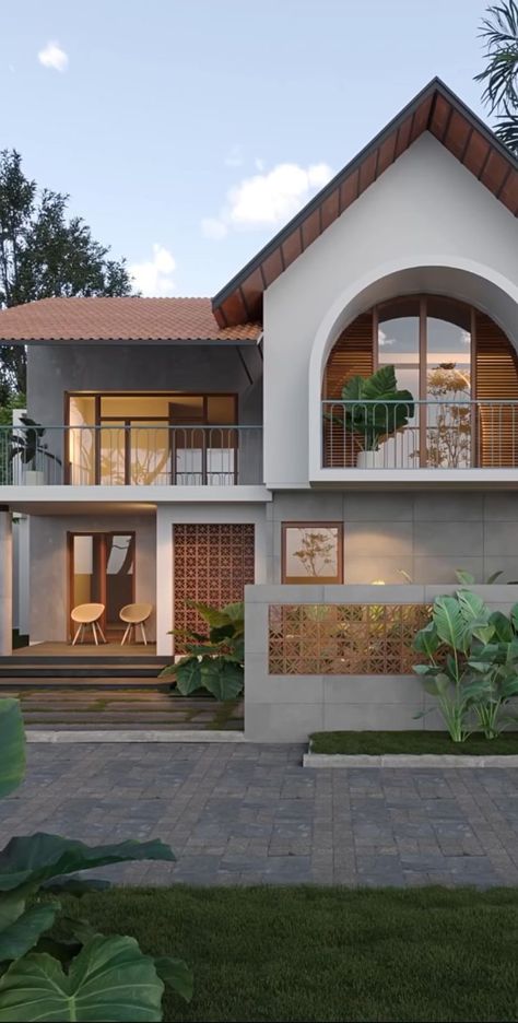 Village Type House Design, Modern West Indies House Exterior, Individual House Design, Kerala House Elevation Exterior Design, A Type House Design, Kerala House Exterior Design, Kerla Design House, Bunglows Design Modern, Tropical Exterior House Design