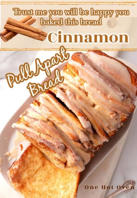 Bake this easy homemade Cinnamon Sugar Pull-Apart Bread for a fun twist on cinnamon rolls. This recipe makes a simple bread dough that is covered in cinnamon and sugar, sliced and stacked, then baked golden brown. Pull-apart the bread slices for a delicious treat for breakfast or even a dessert. Pull Apart Cinnamon Bread, Cinnamon Sugar Pull Apart Bread, Breakfast Cravings, Cinnamon Pull Apart, Cinnamon Pull Apart Bread, Pull Aparts, Bread Quick, Recipes With Yeast, Hunger Pangs