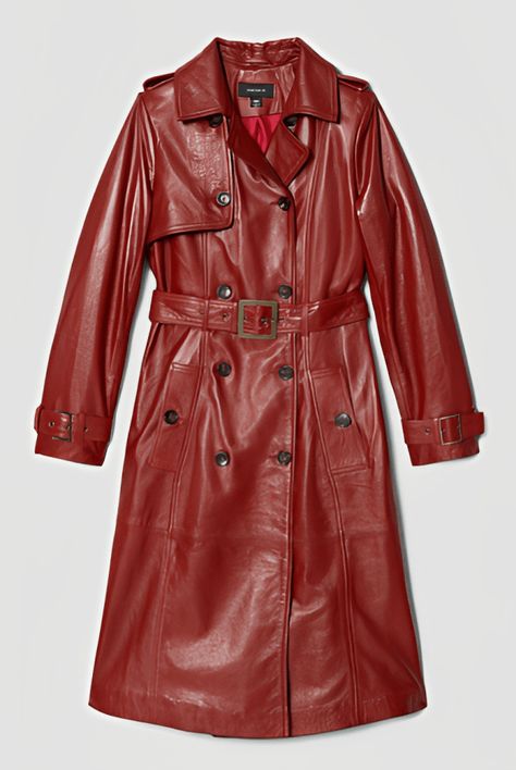 Women's Ox Red Leather Trench Coat Stand out with the Women's Ox Red Leather Trench Coat from Avanzar Leather. This striking coat combines the timeless trench design with bold ox red leather for a statement look. Crafted from premium leather, it provides both durability and sophistication, making it perfect for a chic winter outfit. The sleek trench silhouette offers elegance and versatility, while the vibrant color adds a unique touch to your wardrobe. Enjoy hassle-free shipping, easy returns, and top-of-the-line customer service at Avanzar Leather. Redefine your style with this luxurious and fashionable leather trench coat. Bullet Points: Premium ox red leather Classic trench coat design Durable and sophisticated Sleek and elegant silhouette Vibrant color for standout style Leather Trench Coat Woman, Red Leather Coat, Leather Shorts Women, Short Leather Skirts, Mac Coat, Leather Coat Womens, Leather Jumpsuit, Leather Coats, Sheepskin Jacket