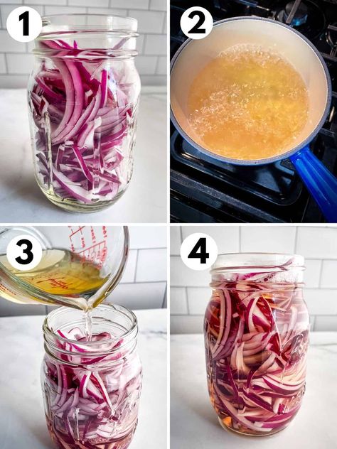 Pickled Red Onion Recipe, Picked Red Onions, Red Onion Recipes, Quick Pickled Red Onions, Quick Pickled, Pickled Red Onions, Spanish Onion, Red Onions, Savory Snacks