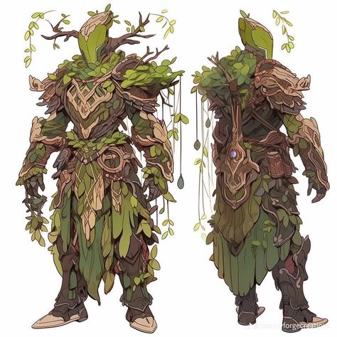 Tree Armor, Fey Character Design, Druid Character Art, D&d Character Art, Druid Armor, Warforged Druid, Druid Character Design, Druid Oc, Forest Knight