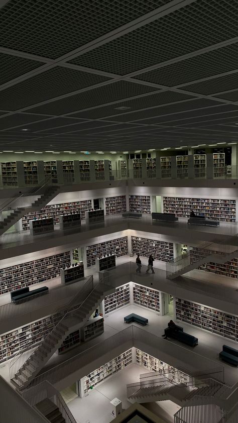 White Books Aesthetic, Modern Library Aesthetic, Library Modern, Modern University, Germany Aesthetic, Travel 2024, Library Aesthetic, Modern Library, Stuttgart Germany