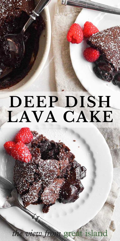 Deep Dish Lava Cake Pumpkin Lava Cake, Molten Lava Cake, Pudding Cakes, Island Recipes, Molten Cake, Lava Cake Recipes, Carlsbad Cravings, Cake Mug, Molten Lava Cakes