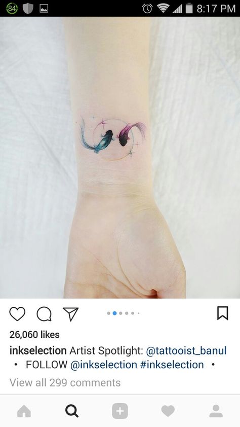 Purple Koi Fish Tattoo, Pieces Tattoo Zodiac, Blue Koi Fish Tattoo, Pieces Zodiac Tattoo, Koi Tattoos, Pisces Tattoo Designs, Purple Tattoos, Horoscope Tattoos, Saved Tattoo