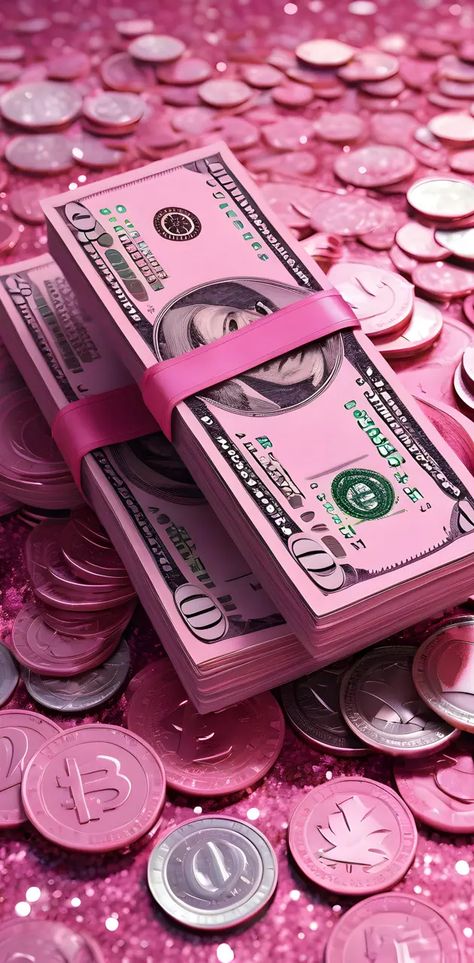 Pink Aesthetic Money Wallpaper, Nice Wallpaper For Phone Aesthetic, Dollar Bill Illustration, Love And Money Wallpaper, Pink Aesthetic Wallpaper Barbie, Money Aesthetic Wallpaper Iphone, Pink Dollar Bills, Pink Money Wallpaper, Stacks Of Money Aesthetic