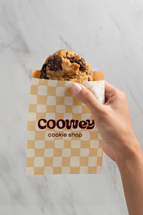 Brand identity design and packaging for Cookie Shop Packaging Design For Cookies, Branded Food Packaging, Cookie Logo Ideas, Cookie Branding Packaging, Cookies Shop Design, Cute Food Branding, Cookies Small Business, Cookies Logo Ideas Brand Identity, Cookie Selling Ideas