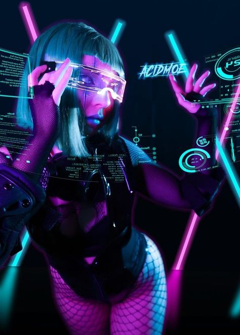 Cyberpunk Outfit Women, Animated Dp, Neon Cyberpunk Aesthetic, Cyberpunk Girl Art, Cyberpunk Photoshoot, Techwear Girl, Eclipse Phase, Neon Photoshoot, Cyberpunk Outfit