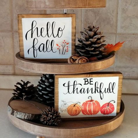 Autumn Wood Sign. Farmhouse Mini Sign for Tiered Tray and Shelves. Coffee bar, Kitchen Fall Decor. Rustic Thanksgiving Pumpkins Decor. Coffee Bar Kitchen, Pumpkins Decor, Thanksgiving Pumpkins, Rustic Thanksgiving, Thanksgiving Signs, Fall Kitchen Decor, Bar Kitchen, Stenciling, Christmas Items