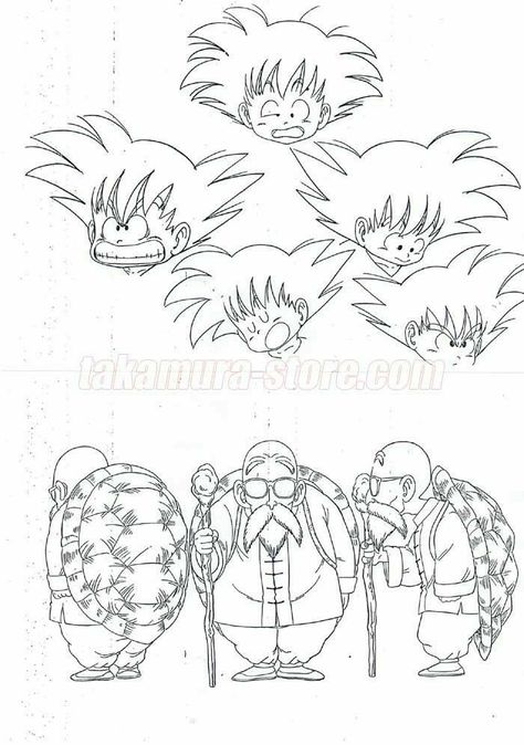 Character Design Dragon, Goku Face, Dbz Manga, Master Roshi, Character Reference Sheet, Kid Goku, Design Dragon, Character Model Sheet, Dragon Ball Super Art