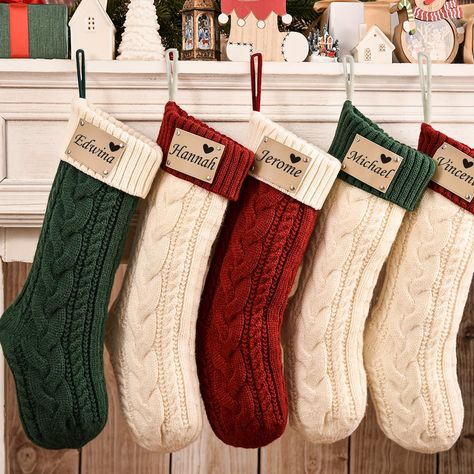 Faster shipping. Better service Monogram Christmas Stocking, Farmhouse Christmas Stockings, Stockings With Names, Family Christmas Stockings, Family Stockings, Small Christmas Gifts, Knit Stockings, Christmas Monogram, Stocking Holders