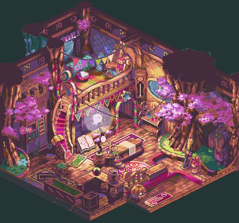 pixel room by blink Cartoon House, Isometric Art, Japon Illustration, Fantasy House, Arte Fantasy, 판타지 아트, Environment Design, Environment Concept Art, Photo Images