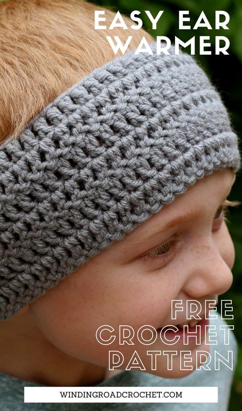 Free crochet pattern and video tutorial by Lindsey at Winding Road Crochet for a quick and easy crochet ear warmer. This pattern is great for beginner crocheters. Quick And Easy Crochet Ear Warmers, Bulky Yarn Crochet Ear Warmer Pattern, Crochet Ear Covers Free Pattern, Toddler Headbands Crochet Free Pattern, Crochet Ear Warmers For Men, Headwarmer Crochet Pattern Free, Double Crochet Ear Warmer, Beginner Crochet Headband Pattern Free, Quick Crochet Ear Warmer Pattern