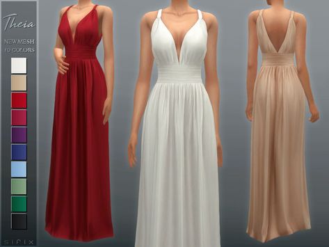 - New mesh Found in TSR Category 'Sims 4 Female Formal' Theia Dresses, Sims 4 Tsr, Sims 4 Dresses, Look Formal, Sims 4 Mm, Pink Wedding Dress, Sims4 Clothes, Sims 4 Cc Packs, Sims 4 Collections