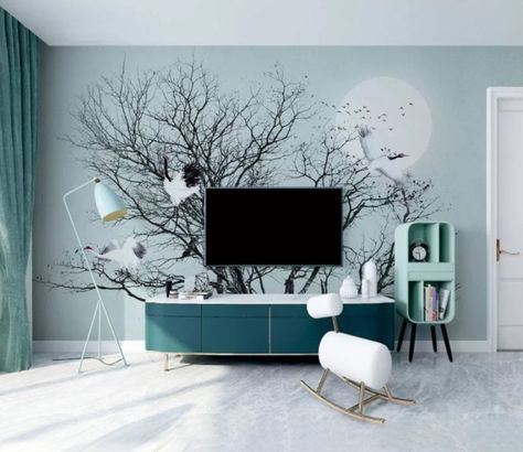 10 Ideas on How to Decorate a TV wall | Decoholic Decorate Tv Wall, Wall Behind Tv, Deco Tv, Tv Wand, Entertainment Wall, Tv Wall Decor, Living Room Tv Wall, Nursery Wallpaper, Wall Mounted Shelves