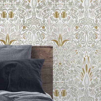 Arts And Crafts Interiors, Textile Medium, Wall Stencil Patterns, Stencil Fabric, Painting Walls, Wallpaper Stencil, Seamless Wallpaper, Maximalist Design, William Morris Art