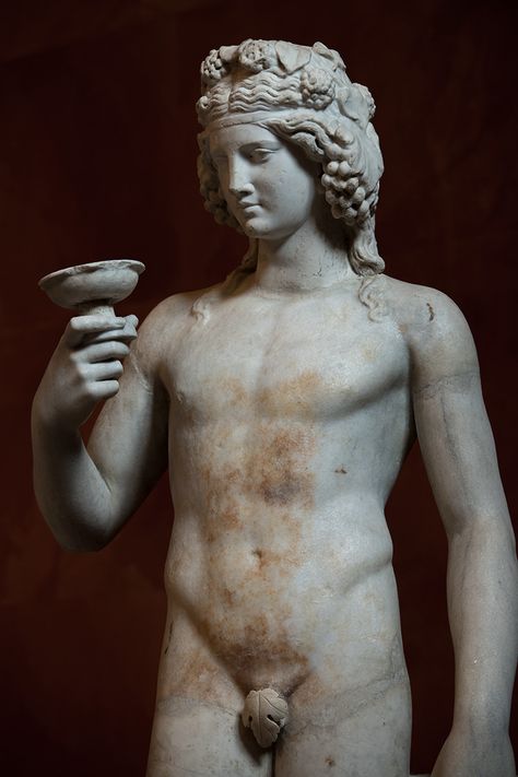 Dionysus. Marble. Roman work after a Greek models of the 4th century BCE. Saint Petersburg, The State Hermitage Museum. Photo by Sergey Sosnovskiy. Dionysus Statue, Dionysus Sculpture, Funky Buildings, Dionysus God, State Hermitage Museum, Nordic Mythology, Son Of Zeus, Anatomy Sculpture, Classic Sculpture