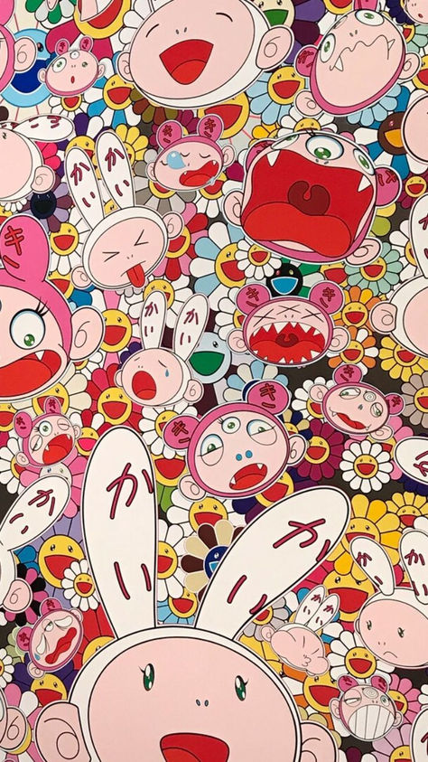 Takashi Murakami Wallpaper, Murakami Wallpaper, Japanese Elements, Hypebeast Art, Wallpaper For Mobile, Takashi Murakami, Pop Culture References, Desktop Computer, Free Hd Wallpapers