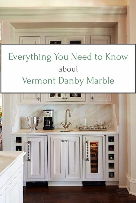 Vermont Danby Marble Countertops, Danby Marble Kitchen, Danby Marble Countertops, Mcgee And Co Kitchen, Danby Marble, Marble Counters, Laundry Room/mud Room, White Marble Kitchen, Crooked House