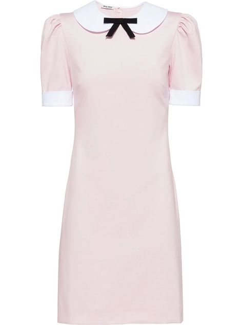 Plaza Princess, Miu Miu Dress, Versace Outfit, Bow Detail Dress, Collar Tshirt, Girly Fashion, Pan Collar, Peter Pan Collar, Bow Detail