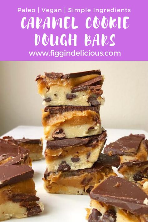 Caramel Cookie Dough Bars, Baked Goods Gluten Free, Caramel Cookie Dough, No Bake Slices, Clean Sweets, Cookie Dough Bars, Edible Cookie Dough, Caramel Cookies, Gluten Free Sweets