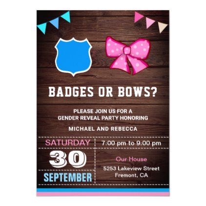 Badges Or Bows Gender Reveal, Cute Gender Reveal, Bows Gender Reveal, Cute Gender, Bow Gender Reveal, Gender Reveal Party Invitations, Gender Reveal Invitations, Baby Gender Reveal, Reveal Party