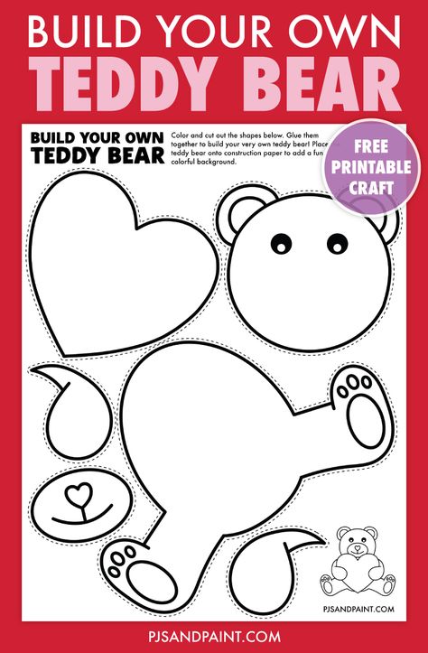 Valentines Crafts Printables For Kids, Teddy Bear Craft, Chromebook Wallpaper, Animal Crafts Preschool, Teddy Bear Crafts, Daycare Themes, Pink Graduation, Bear Craft, Valentines Day Bears