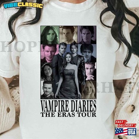 Vampire Diaries Fan T Shirt The Eras Tour Hoodie Classic Check more at https://vibeclassic.com/product/vampire-diaries-fan-t-shirt-the-eras-tour-hoodie-classic/ Tvd Tshirts, Tvd Merch, Eras Tour Hoodie, Vampire Diaries Shirts, Vampire Diary, Vampire Diaries Outfits, Iconic Album Covers, Vampire Diaries Funny, Mystic Falls