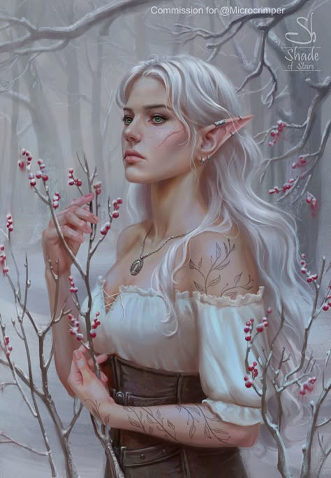 Snow Elf, Elven Queen, Moon Elf, Dnd Elves, Elf Warrior, Elf Characters, Elf Druid, Elves Fantasy, Female Elf