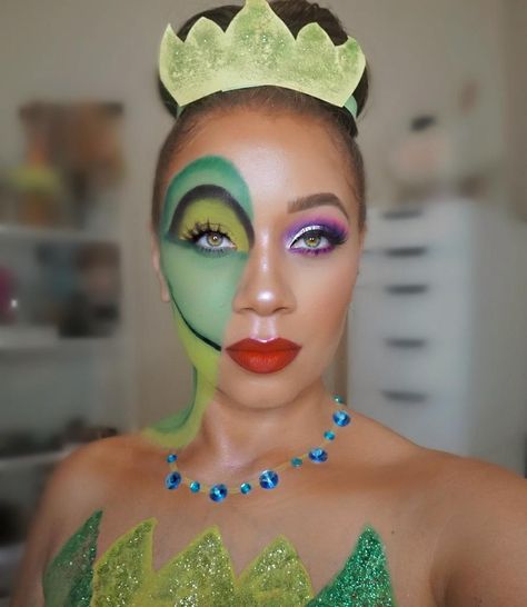 4,923 Followers, 764 Following, 413 Posts - See Instagram photos and videos from Kaneshia Shana Makeup  (@kaneshiashana)  #disney#princess#frog#princessandthefrog#tiana#prince#characters#halloween#makeup#half#face#diy#easy#glitter Halloween Makeup Half Face, Character Makeup Looks, Princess Frog, Face Diy, Characters Halloween, Animal Makeup, Princess Makeup, Face Art Makeup, Halloween Makeup Inspiration