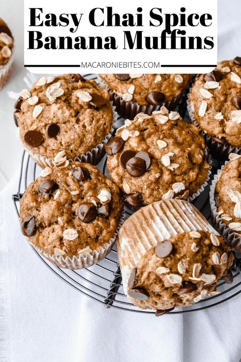 Chai Muffins, Banana Flour, Healthy Banana Muffins, Cheesecake Muffins, Orange Muffins, Spice Muffins, Ginger And Cinnamon, Healthy Banana, Fall Flavors