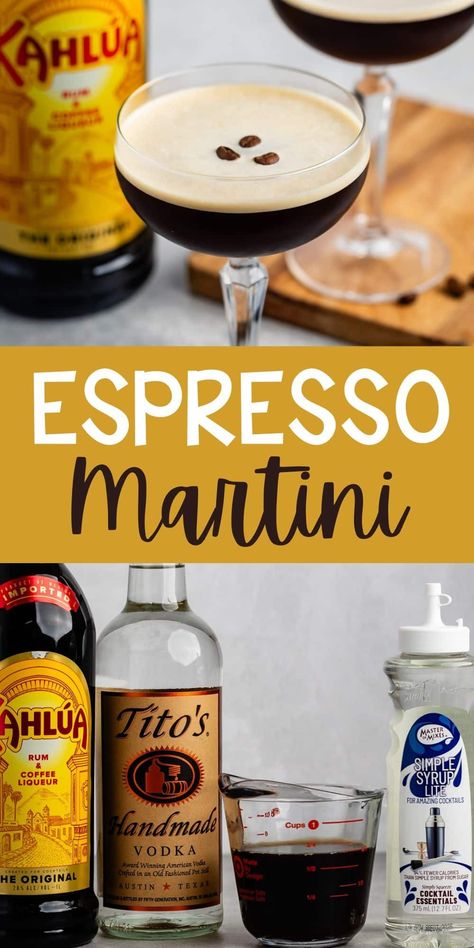 The BEST Espresso Martini Recipe in the entire world - this has easy ingredients and is SO good!! Best Espresso Martini Recipe, Baileys Drinks Cocktails, Coffee Martini Recipe, Best Espresso Martini, Martini Recipes Easy, Sweet Martini, Kahlua Drinks, Martini Recipes Vodka, Nonalcoholic Drinks