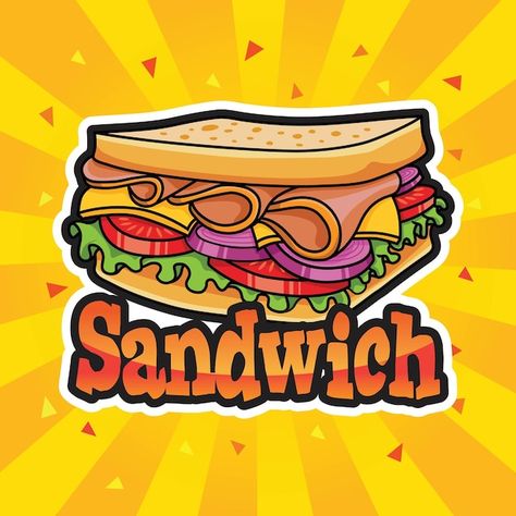 Sandwich Logo, White Bread Sandwich, Tortas Sandwich, Stall Decorations, Sandwich Day, Bread Sandwich, Cart Design, Ham Sandwiches, Food Logo