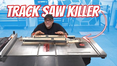 DON'T buy a Track Saw? Build this instead! Home Made Table, Home Made Table Saw, Jigsaw Table, Track Saw, Workshop Projects, Woodworking Hacks, Woodworking Table Saw, Table Saw Stand, Table Saw Jigs