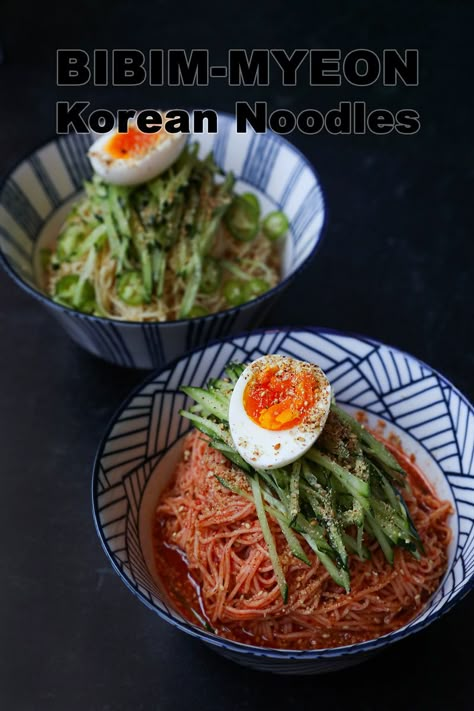 Korean Somen Noodles Recipes, Bibimmyeon Recipe, Bibim Naengmyeon Recipe, Milmyeon Recipe, Korean Buckwheat Noodles Recipe, Bibim Myeon, Ssamjang Recipe, Korean Noodles Recipe, Chinese Noodle Recipe